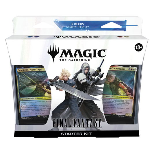 A sealed Magic: The Gathering box featuring Final Fantasy art. Publisher: Magic: The Gathering, Game: Magic: The Gathering, Set: Final Fantasy Starter Kit