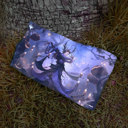 A purple and blue fantasy art playmat featuring Leinore, Autumn Sovereign from Magic: The Gathering. Brand: Ultra-Pro.