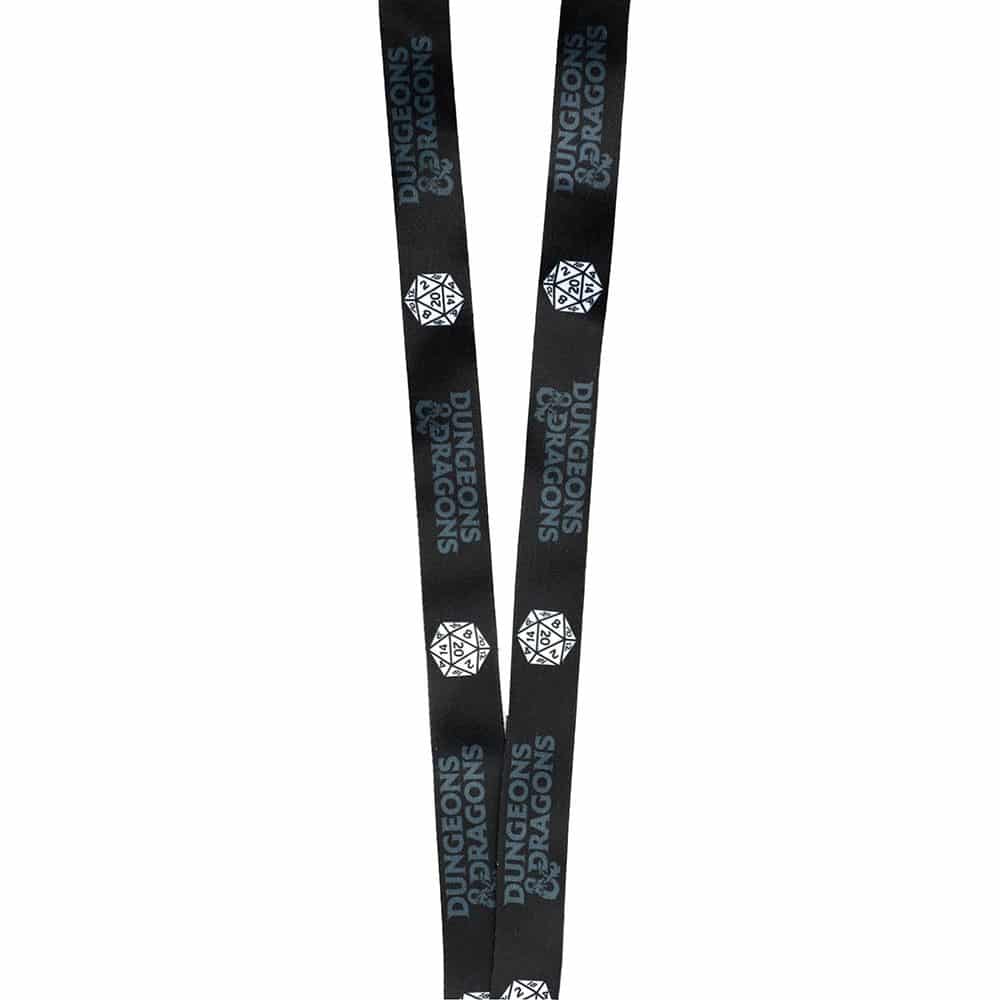 A black and white Dungeons & Dragons lanyard. Brand: Dungeons & Dragons, Item: Dungeons & Dragons Black and White Lanyard.