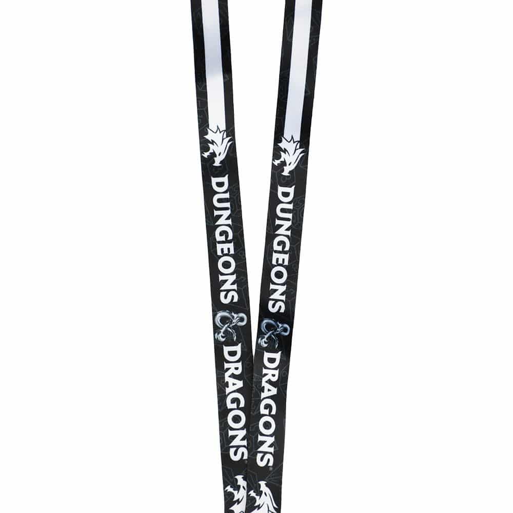 A black and white Dungeons & Dragons lanyard. Brand: Dungeons & Dragons, Item: Dungeons & Dragons Black and White Lanyard.