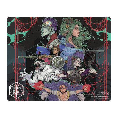 A rectangular mousepad featuring artwork of the Bells Hells characters from Critical Role. Brand: Ultra PRO, Item: Critical Role Mousepad - Bells Hells Live at The Greek Theatre.