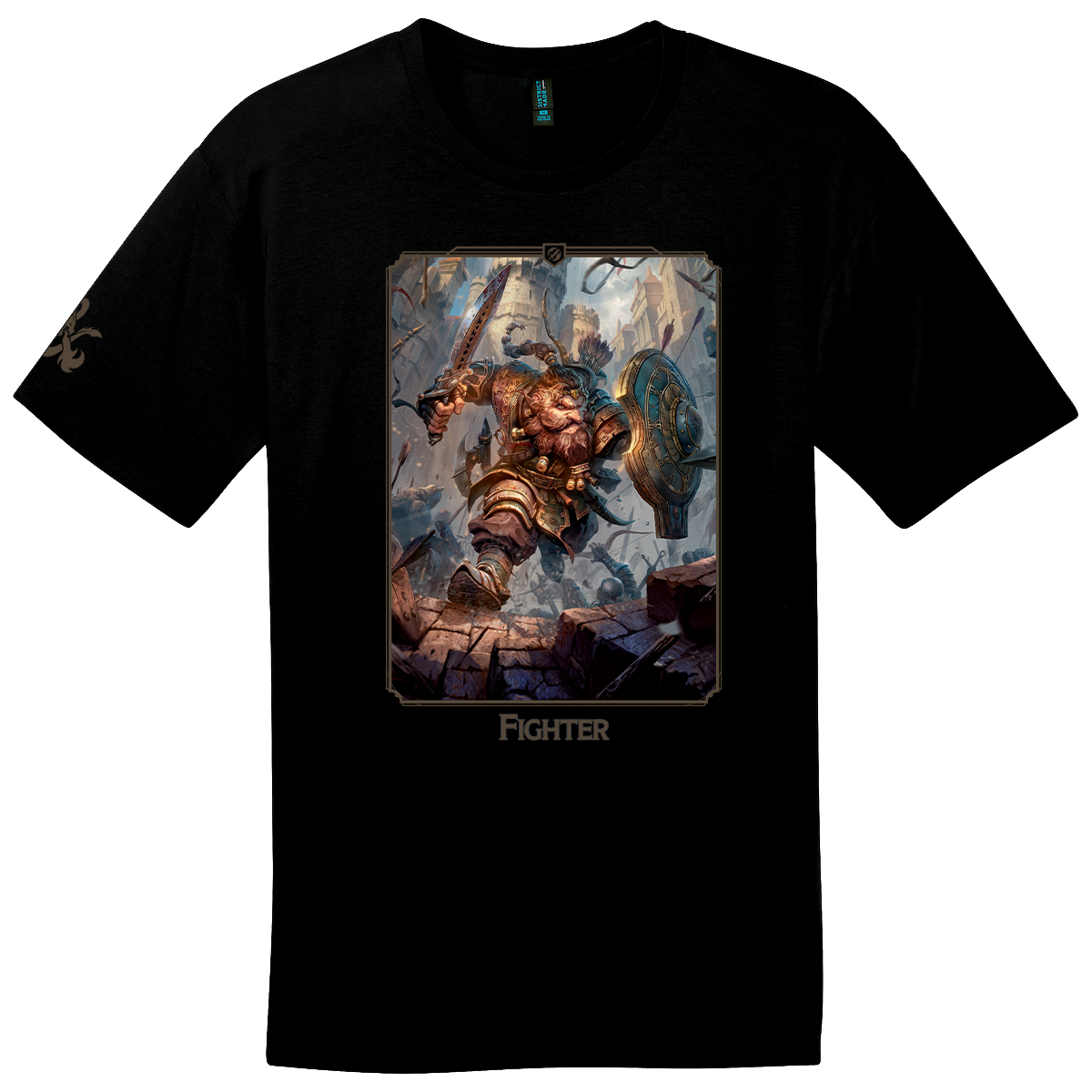 A Black Dungeons & Dragons Fighter Class T-shirt. Brand: Ultra PRO, Item: Dungeons & Dragons Fighter Class T-shirt.