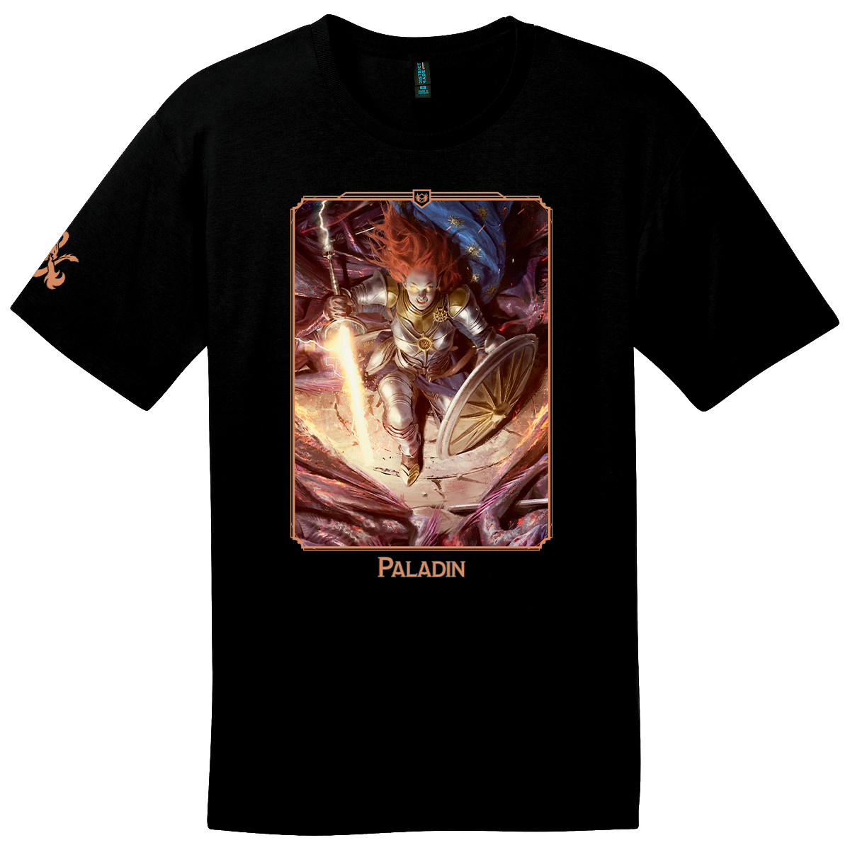 A black Dungeons & Dragons Paladin Class T-shirt for men. Brand: Ultra PRO, Item: Dungeons & Dragons Paladin Class T-shirt.