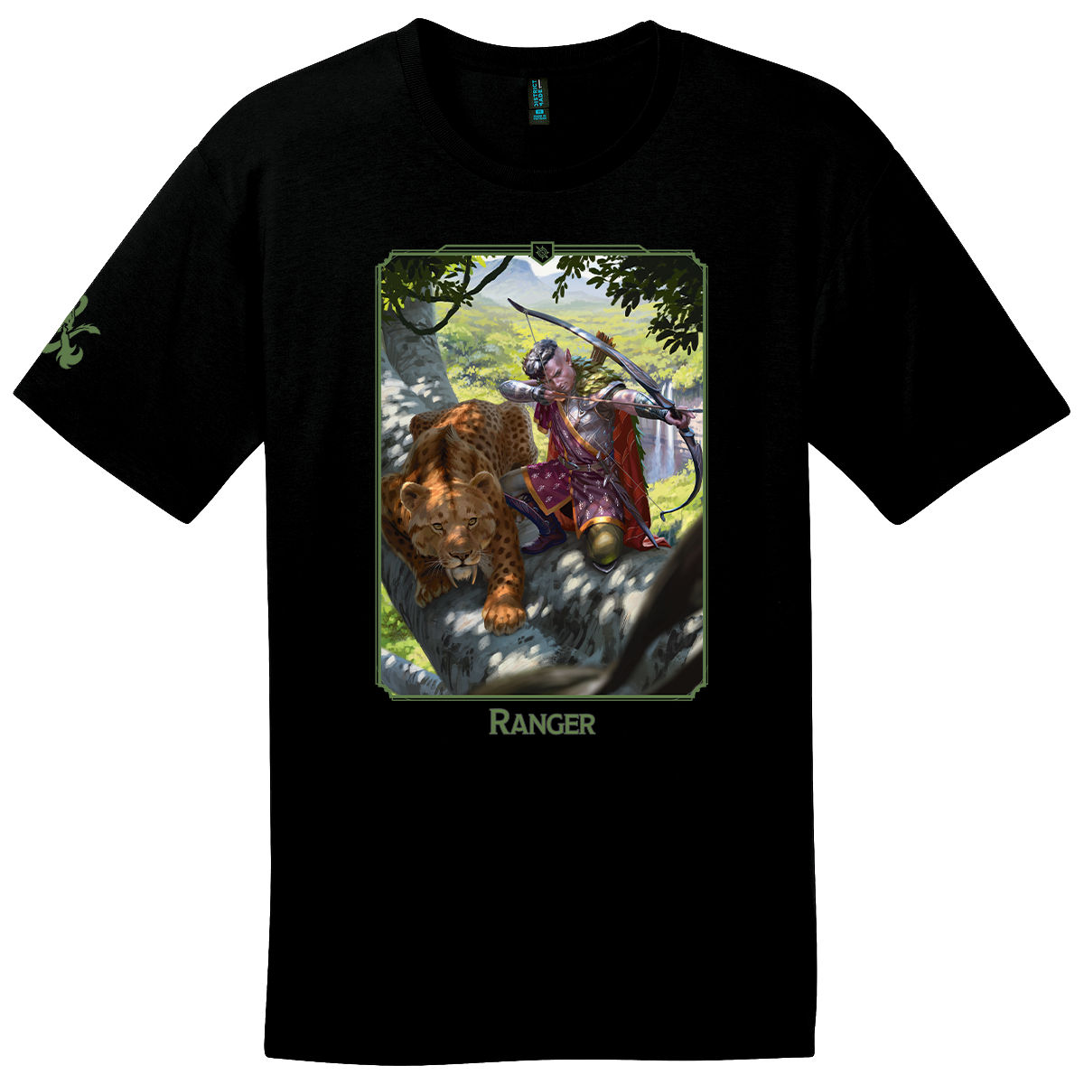 A black Dungeons & Dragons Ranger Class T-shirt for men. Brand: Ultra PRO, Item: Dungeons & Dragons Ranger Class T-shirt.