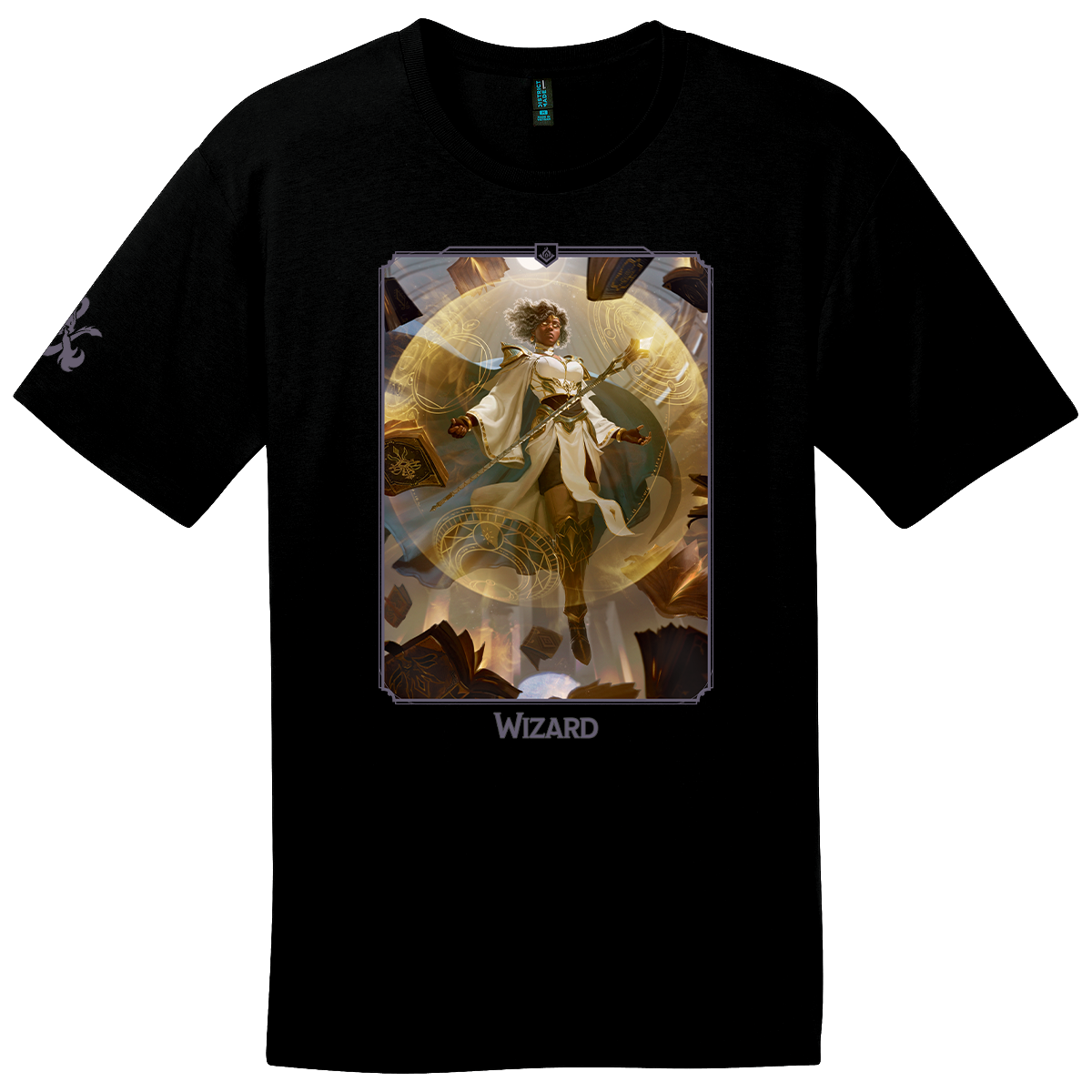 A black Dungeons & Dragons Wizard Class T-shirt for men. Brand: Ultra PRO, Item: Dungeons & Dragons Wizard Class T-shirt.
