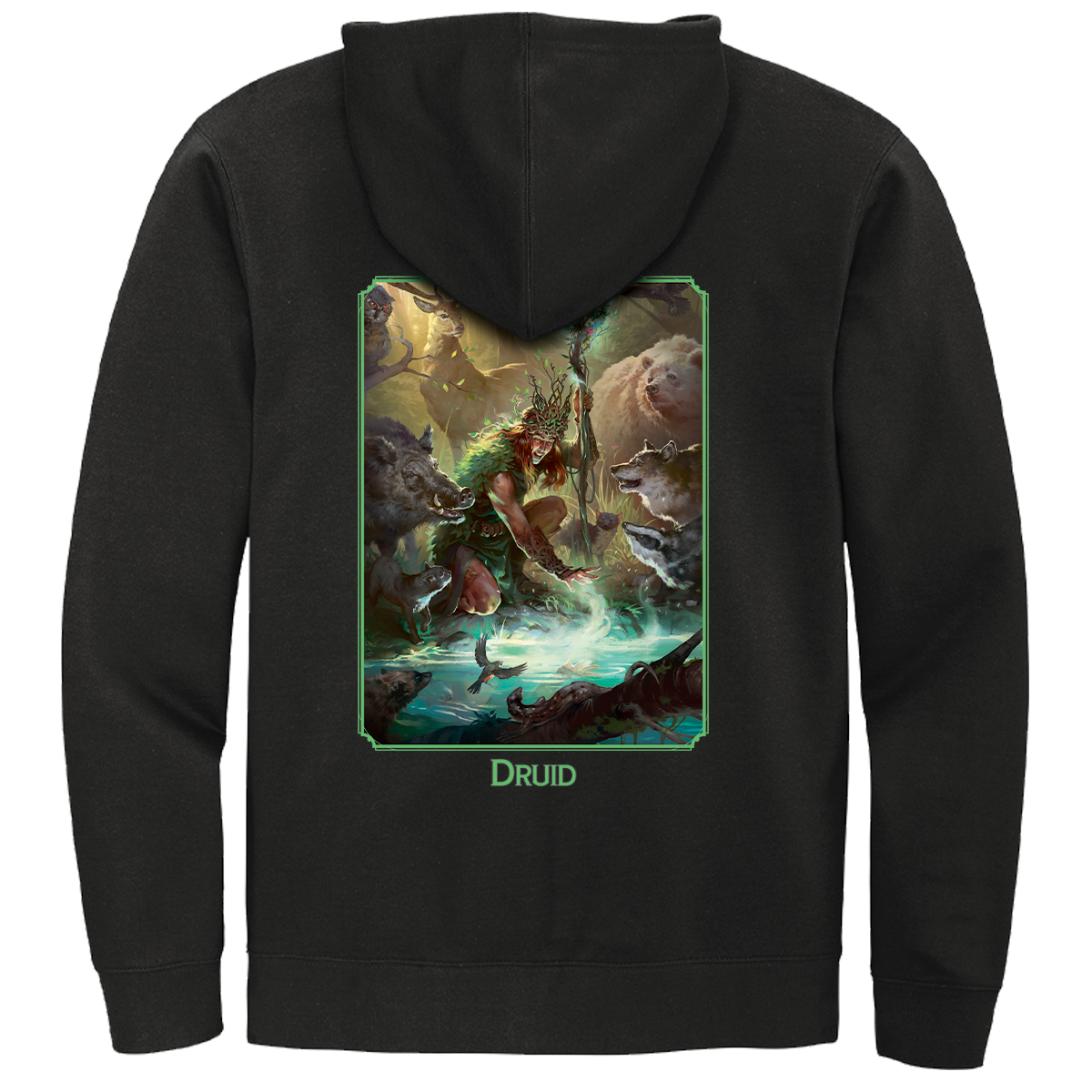 A Black Dungeons & Dragons Druid Class Hoodie. Brand: Ultra PRO, Item: Dungeons & Dragons Druid Class Hoodie