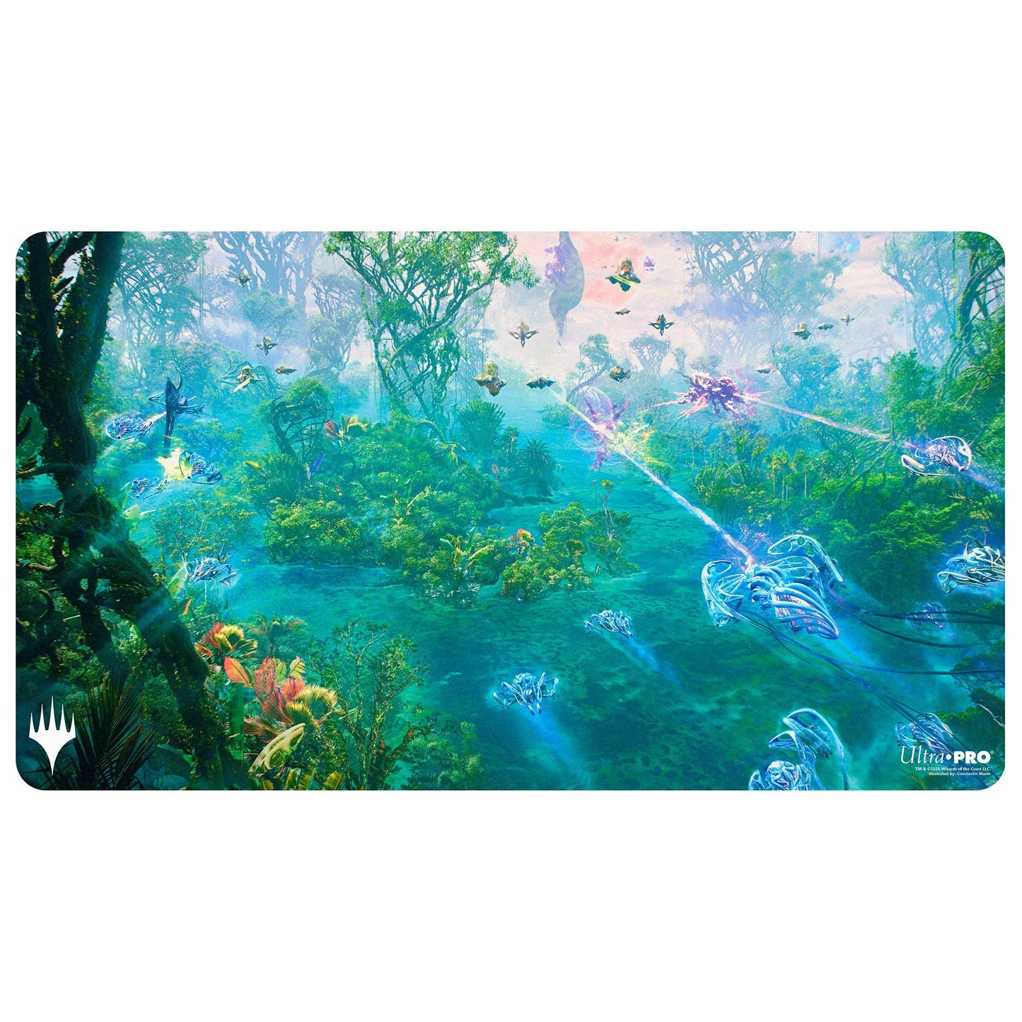 A vibrant playmat featuring the Breeding Pool artwork from Magic: The Gathering, illustrated by Constantin Marin. Brand: MTG PRO Shop, Item: Edge of Eternities - Playmat - Breeding Pool - Constantin Marin for Magic: The Gathering