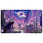 A purple and blue cosmic landscape playmat featuring a black hole and alien structures. Brand: MTG PRO Shop, Item: Edge of Eternities - Playmat - Godless Shrine - Rob Rey for Magic: The Gathering