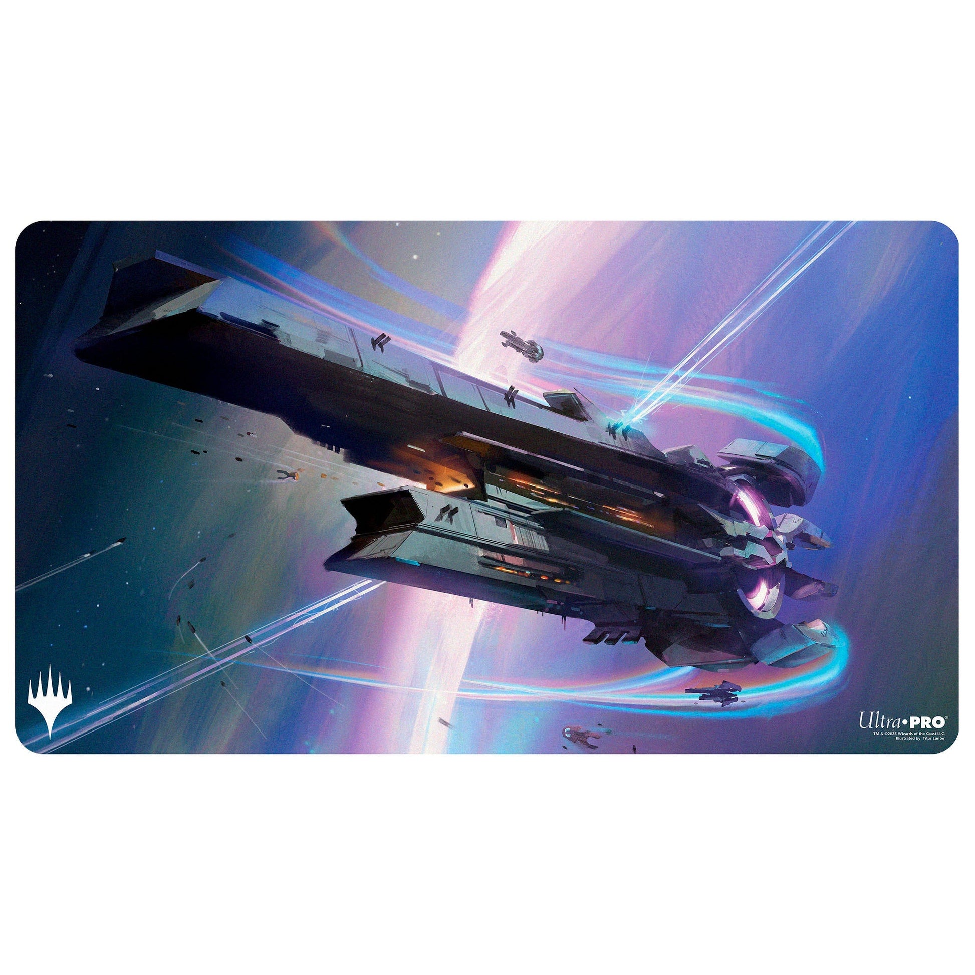 A Magic: The Gathering "Edge of Eternities - Inspirit, Flagship Vessel" Playmat by Ultra Pro, illustrated by Titus Lunter.