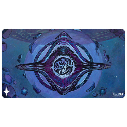 A purple and blue abstract cosmic playmat. Brand: MTG PRO Shop, Item: Edge of Eternities - Playmat - Archenemy’s Charm.