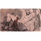 A charcoal sketch playmat featuring Grog Strongjaw from Critical Role, holding a cigar. Brand: Ultra PRO, Item: Critical Role Pinups - Grog Playmat.