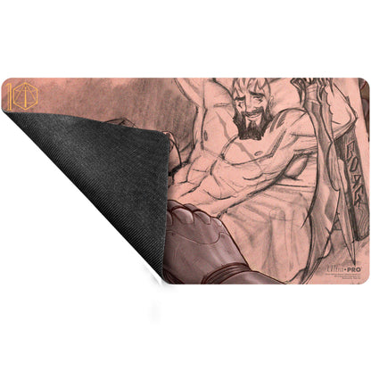 A pink and black Critical Role Pinups - Grog Playmat. Brand: Ultra-Pro, Item: Critical Role Pinups - Grog Playmat.