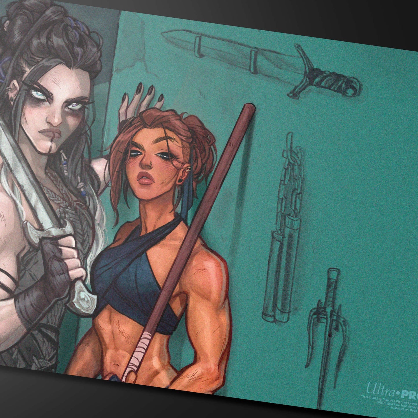 A "Critical Role Pinups - Yasha and Beauregard" Playmat. Brand: Ultra PRO, Item: Critical Role Pinups - Yasha and Beauregard Playmat.