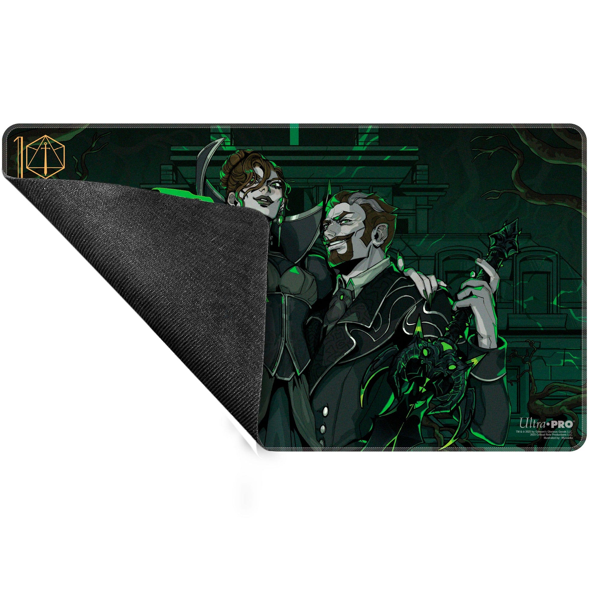 A green Critical Role Baddies - Briarwoods Stitched Playmat for Tabletop Gaming. Brand: Ultra Pro, Item: Critical Role Baddies - Briarwoods Stitched Playmat.
