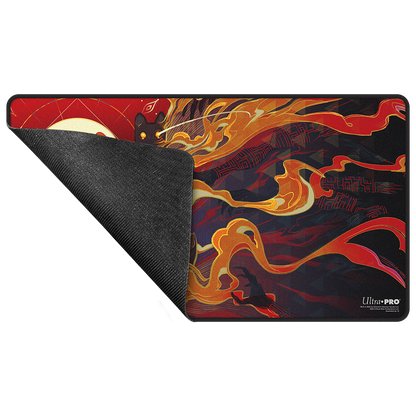 A black-stitched playmat featuring artwork from Critical Role Radiants: The Mighty Nein Caleb Widogast. Brand: Ultra-Pro.