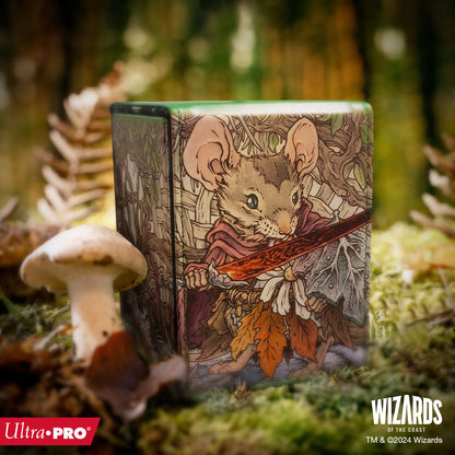 A fantasy art deck box featuring Mabel, Heir to Cragflame, a mouse warrior with a sword. Brand: Ultra PRO, Item: Bloomburrow Mabel, Heir to Cragflame ALCOVE® Flip DECK BOX® for Magic: The Gathering