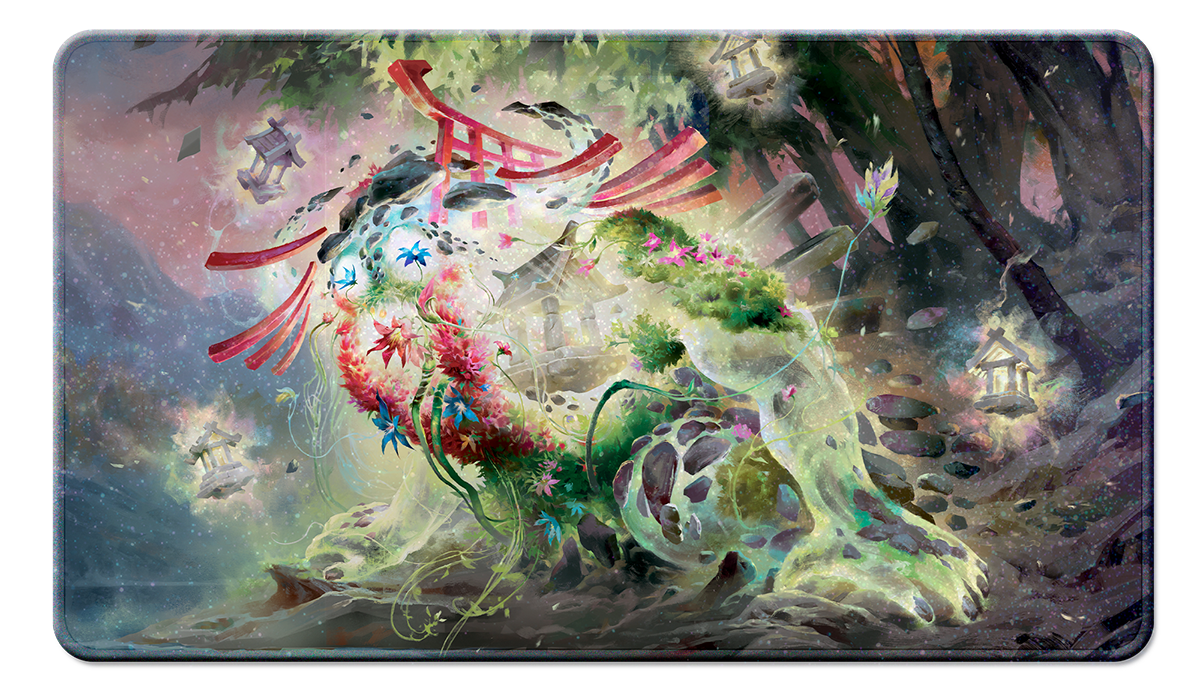 A vibrant, mystical playmat featuring the Go-Shintai from Magic: The Gathering. Brand: Ultra PRO, Item: Commander Series #2: Allied - Go-Shintai HOLOFOIL® Standard Gaming Playmat.