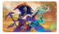 A fantasy art playmat featuring a green-skinned sorceress with leafy hair and a wide-brimmed hat, casting a blue magical spell. She holds a purple scythe-like staff. The background depicts a vibrant, dreamlike landscape with mountains and distant structures. Brand: Ultra PRO, Item: Commander Series #2: Allied - Sythis Stitched Standard Gaming Playmat for Magic: The Gathering