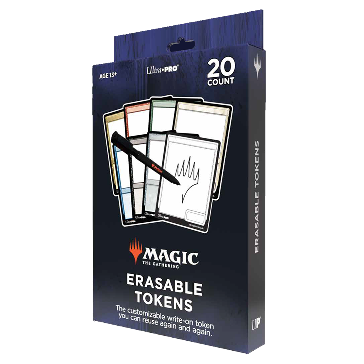 A dark blue box of Ultra PRO Magic: The Gathering Erasable Tokens.