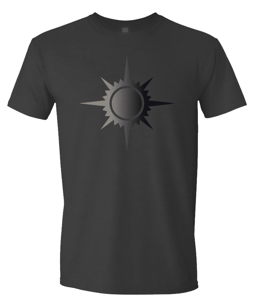 A dark grey Guild Symbol Orzhov Unisex T-shirt. Brand: MTG PRO Shop, Item: Guild Symbol Orzhov Unisex T-shirt for Magic: The Gathering