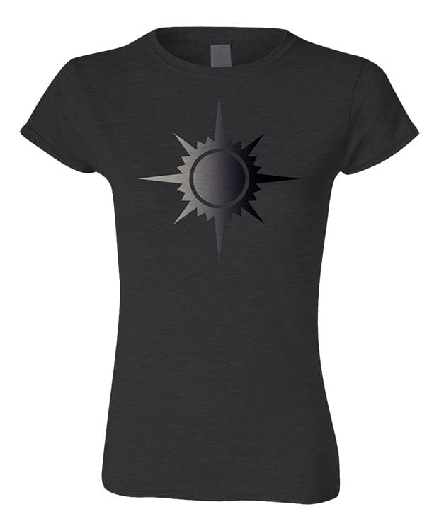 A black Guild Symbol Orzhov T-Shirt for Magic: The Gathering. Brand: MTG PRO Shop, Item: Guild Symbol Women's Orzhov T-Shirt for Magic: The Gathering