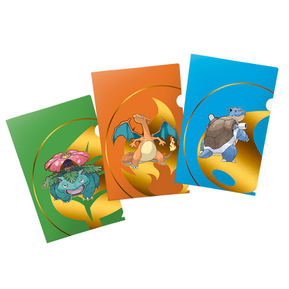 A set of three Ultra PRO Pokemon Tournament Folios featuring Charizard, Blastoise, and Venusaur.