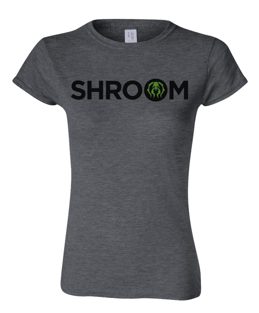 A Dark Grey Women's T-Shirt. Brand: MTG PRO Shop, Item: Guild Word Women's Golgari SHROOM T-Shirt for Magic: The Gathering