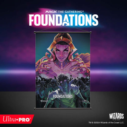 A Magic: The Gathering Foundations Liliana Wall Scroll by Ultra Pro.