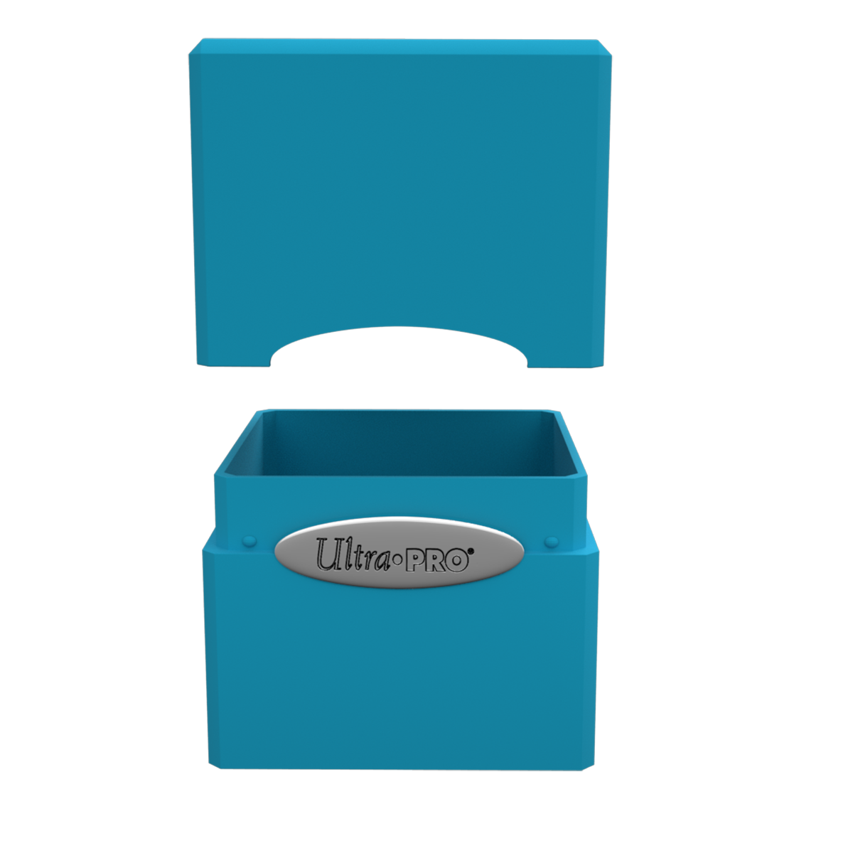 A blue Classic SATIN Cube deck box. Brand: Ultra PRO