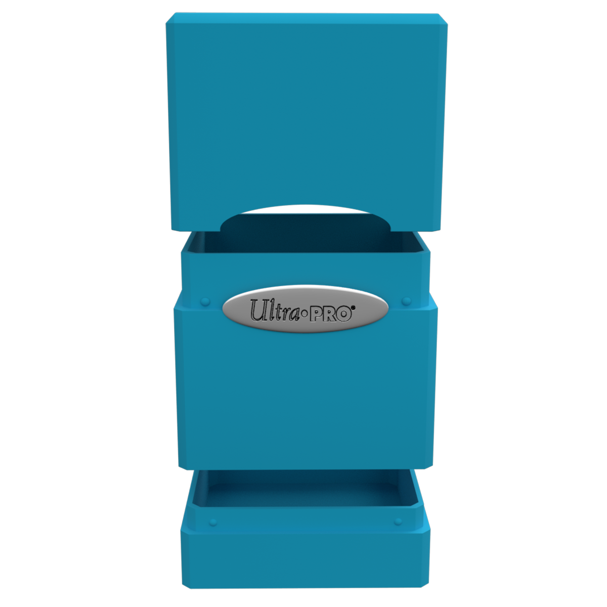 A blue Classic SATIN Tower DECK BOX. Brand: Ultra PRO, Item: Classic SATIN® Tower DECK BOX®