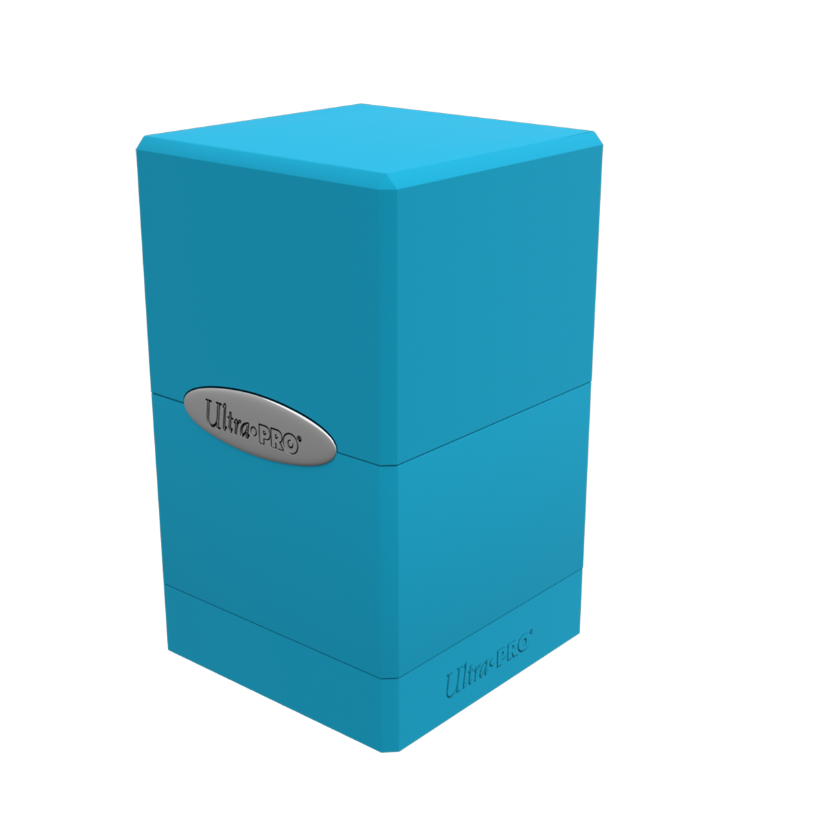 A blue Classic SATIN Tower DECK BOX. Brand: Ultra-PRO, Item: Classic SATIN® Tower DECK BOX®