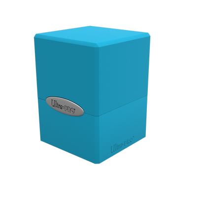 A blue Classic SATIN Cube deck box. Brand: Ultra PRO, Item: Classic SATIN Cube