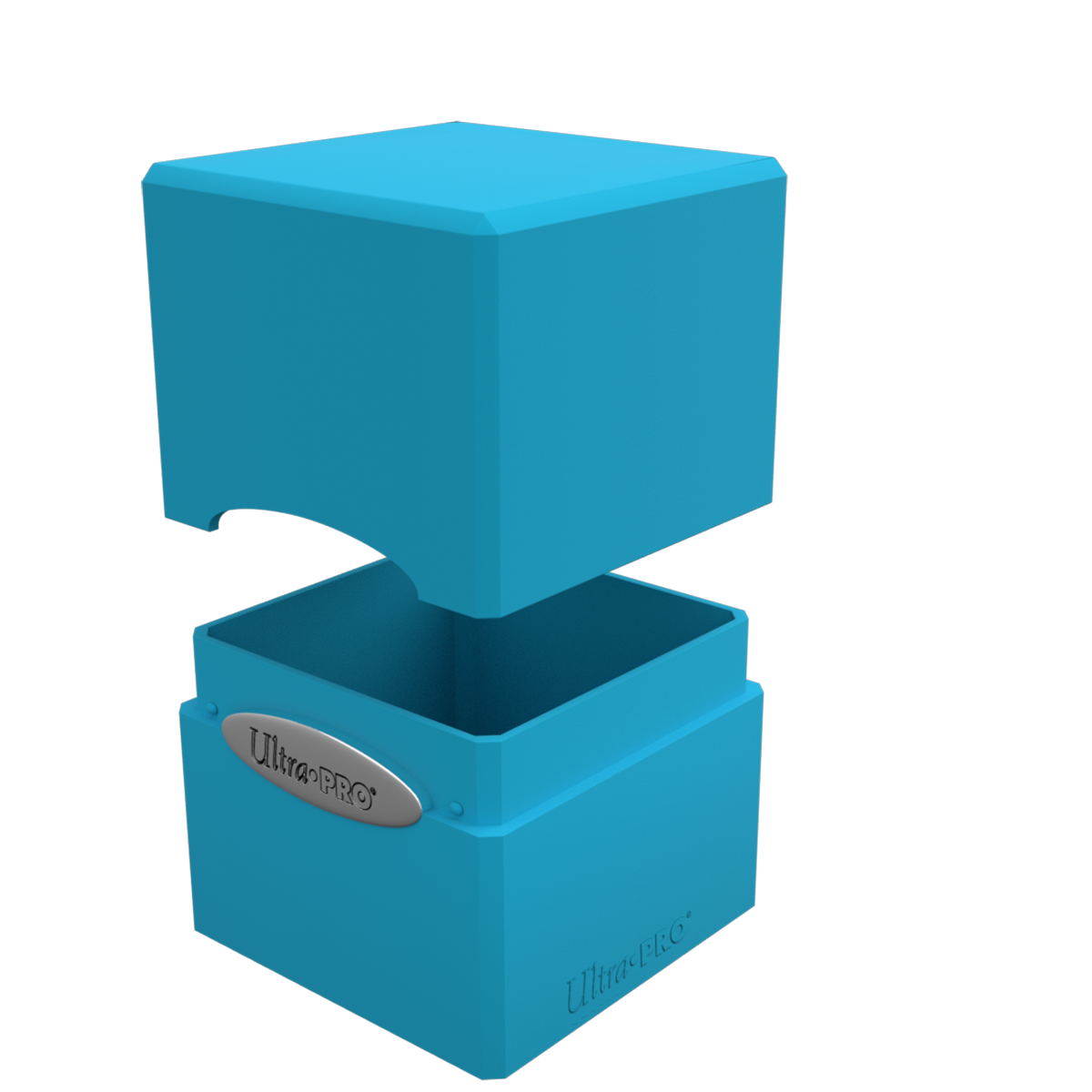 A blue Classic SATIN Cube deck box. Brand: Ultra PRO, Item: Classic SATIN Cube.