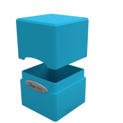 A blue Classic SATIN Cube deck box. Brand: Ultra PRO, Item: Classic SATIN Cube.