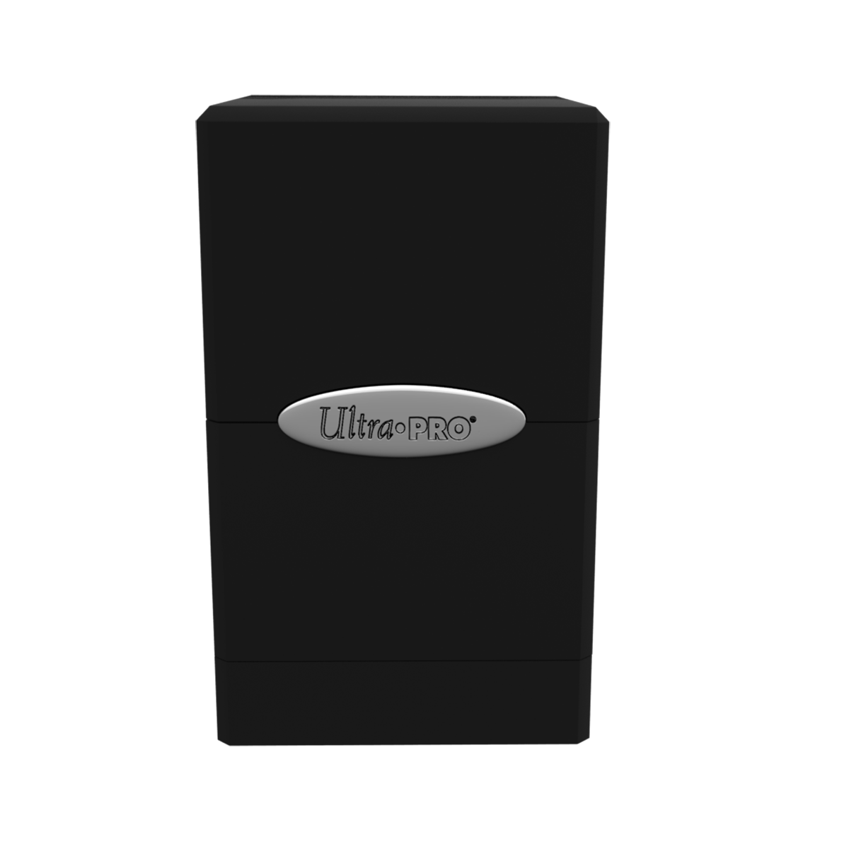A black Classic SATIN Tower DECK BOX. Brand: Ultra PRO.