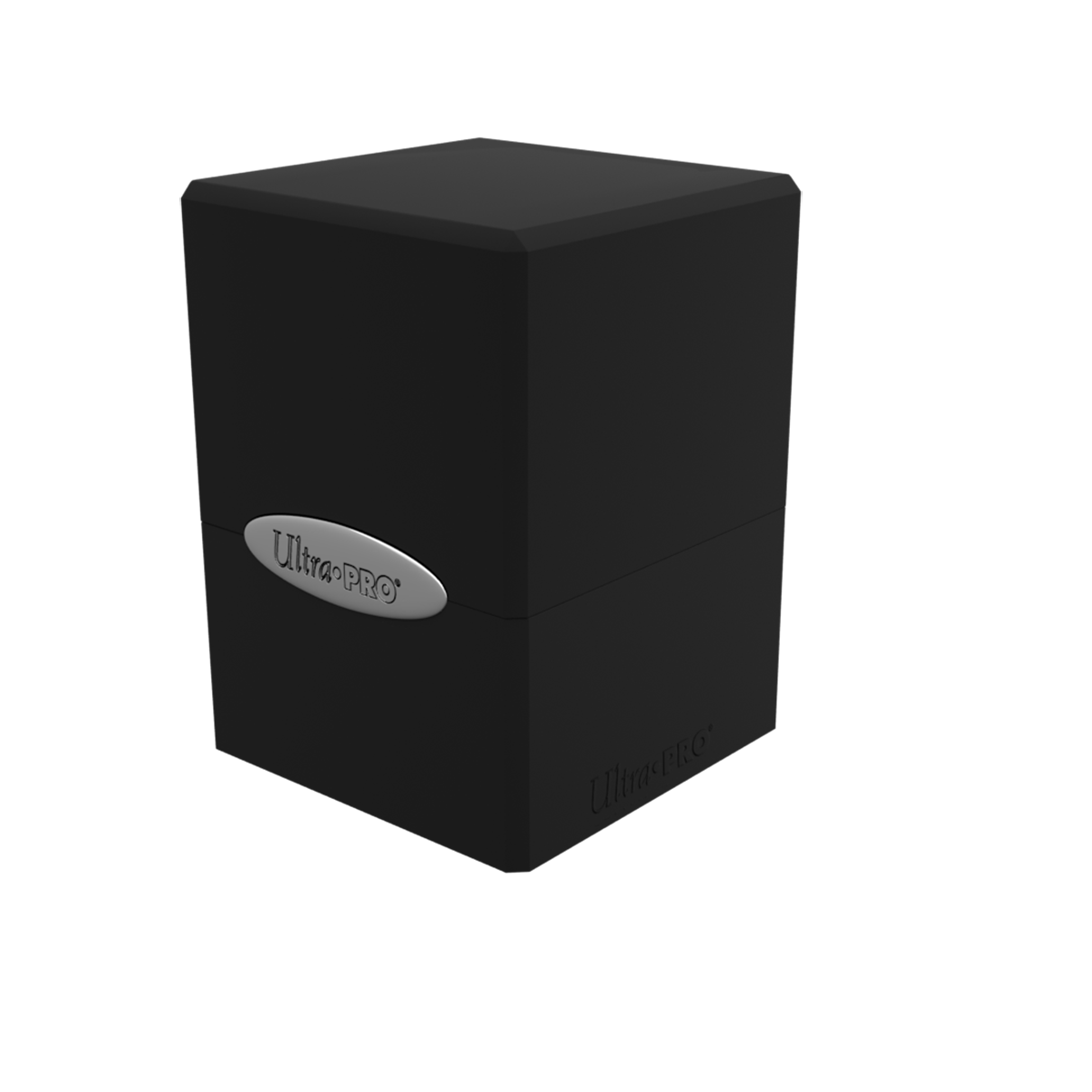 A black Classic SATIN Cube deck box. Brand: Ultra PRO, Item: Classic SATIN Cube.