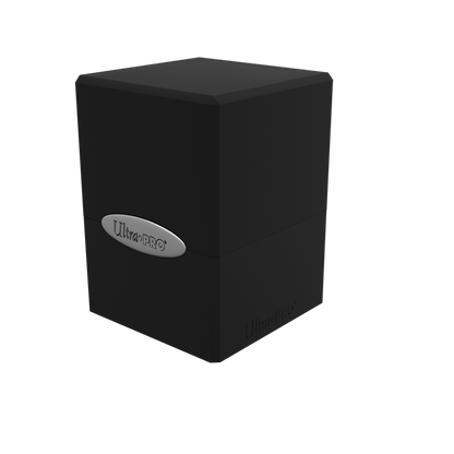 A black Classic SATIN Cube deck box. Brand: Ultra PRO, Item: Classic SATIN Cube.