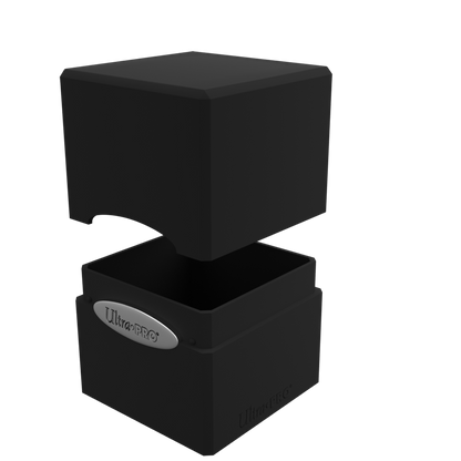 A black Classic SATIN Cube deck box. Brand: Ultra PRO.