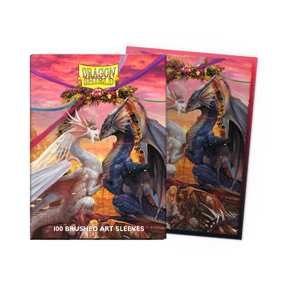 A Brushed Art Standard Sleeves. Brand: Dragon Shield, Item: Valentine Dragons 2023.