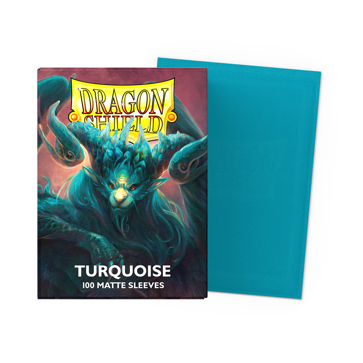 A Turquoise Matte Standard Card Sleeves. Brand: Dragon Shield, Item: Turquoise - Players' Choice Matte Sleeves.