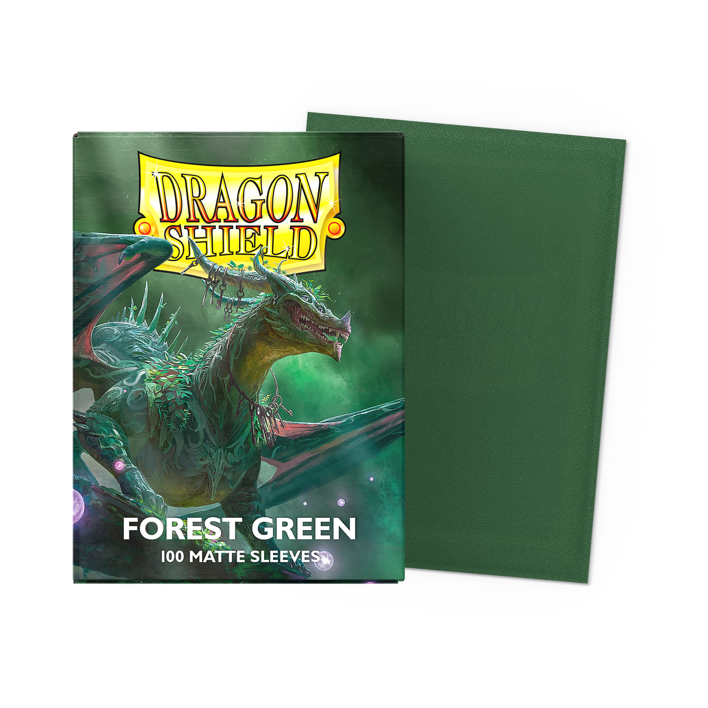 A Forest Green Matte Card Sleeve pack. Brand: Dragon Shield, Item: Forest Green - Matte Sleeves