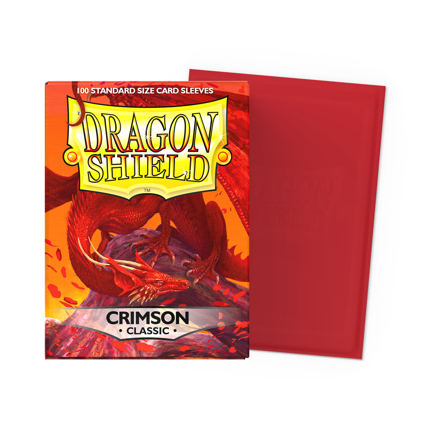 A red Dragon Shield Crimson Classic Standard Card Sleeves.