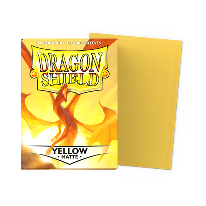 A Yellow Matte Standard Size Card Sleeves. Brand: Dragon Shield, Item: Yellow - Matte Sleeves