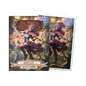 A colorful illustration of a festival scene with a violinist and fireworks on Dragon Shield Melody Matte Art Sleeves.