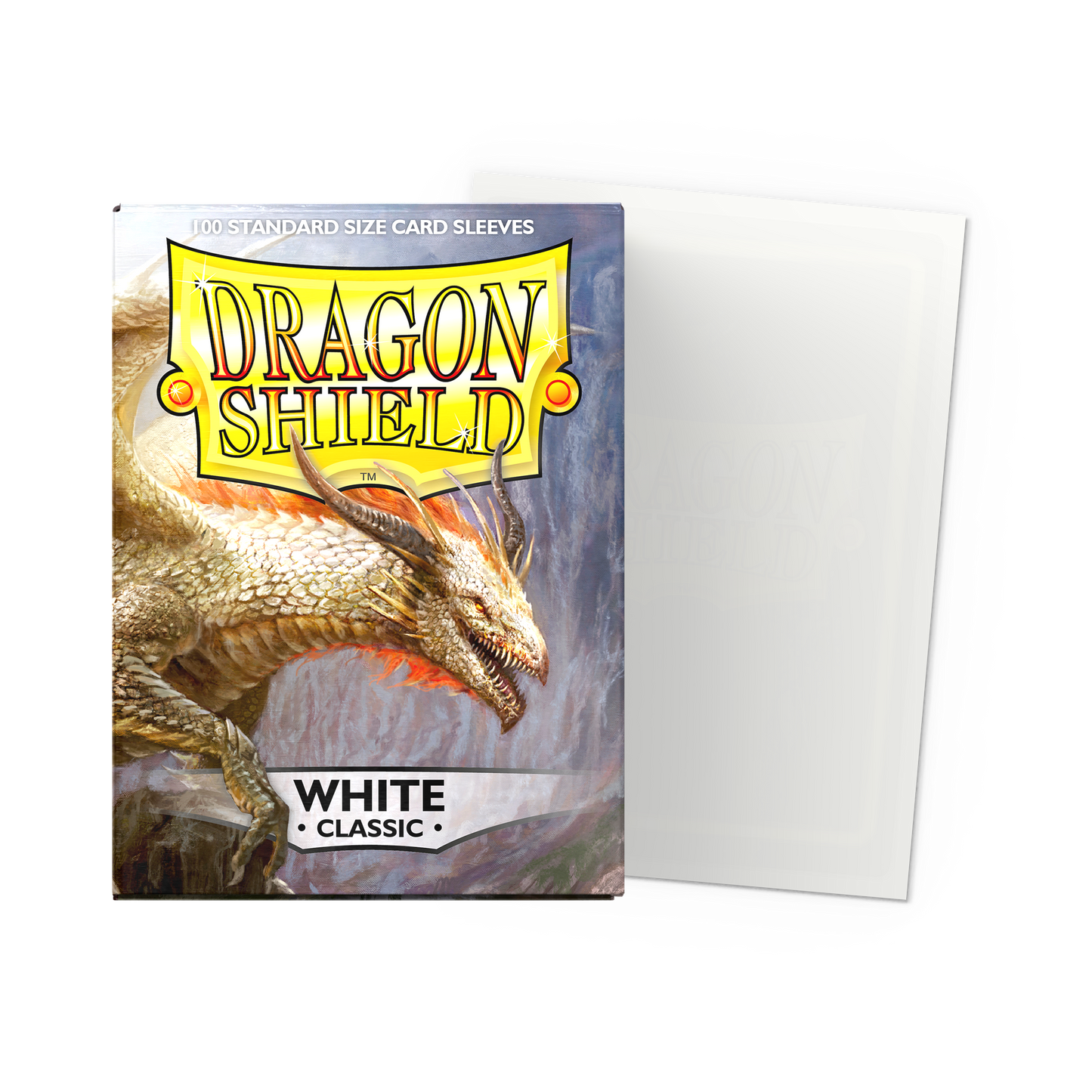 A White Classic Standard Size Card Sleeves. Brand: Dragon Shield, Item: White - Classic Sleeves
