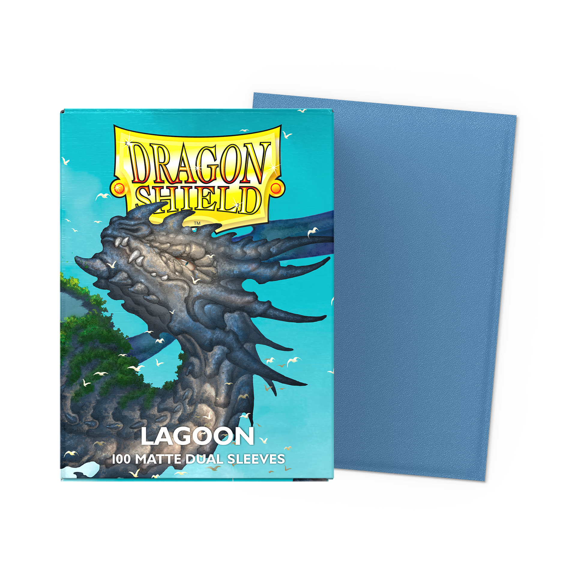 A blue matte dual sleeve pack. Brand: Dragon Shield, Item: Lagoon - Matte Dual Sleeves.