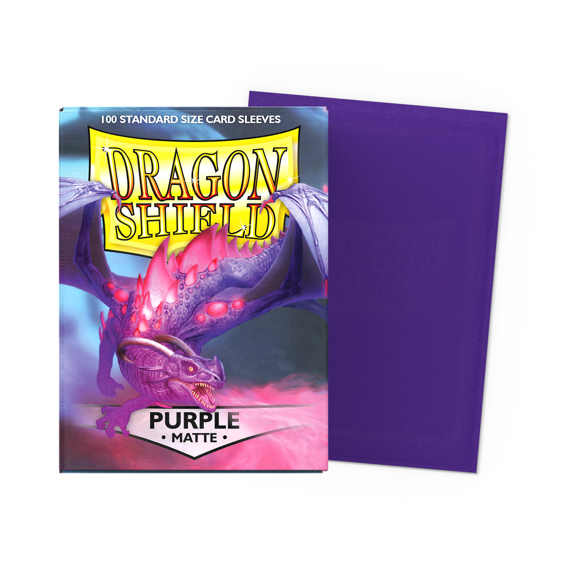 A Purple Matte Standard Size Card Sleeves. Brand: Dragon Shield, Item: Purple - Matte Sleeves