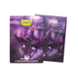 A purple and pink fantasy art Dragon Shield Japanese size card sleeves featuring a warrior riding a dragon, with text "JAPANESE SIZE 60 BRUSHED ART SLEEVES".