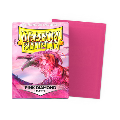 A Pink Diamond Matte Standard Size Card Sleeves. Brand: Dragon Shield, Item: Pink Diamond - Matte Sleeves.