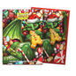 A Christmas-themed green dragon surrounded by candy, holding a gingerbread man. Dragon Shield Brushed Art Sleeves.